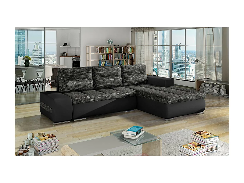 Divano d'angolo Legero R/rivestimento in tessut/Nero&Antracite