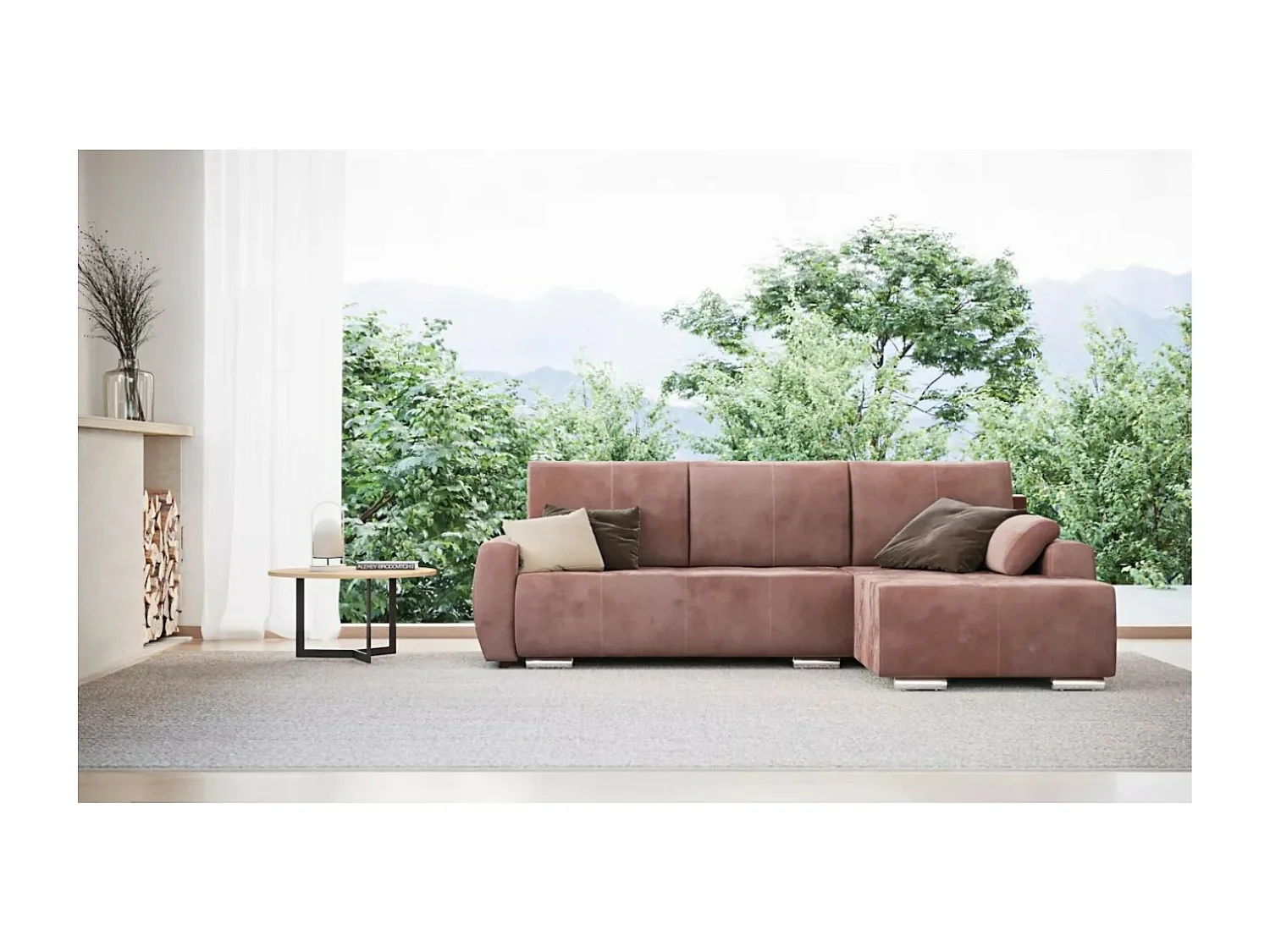 Canapé d'angle Havana R/revêtement tissu/Rose