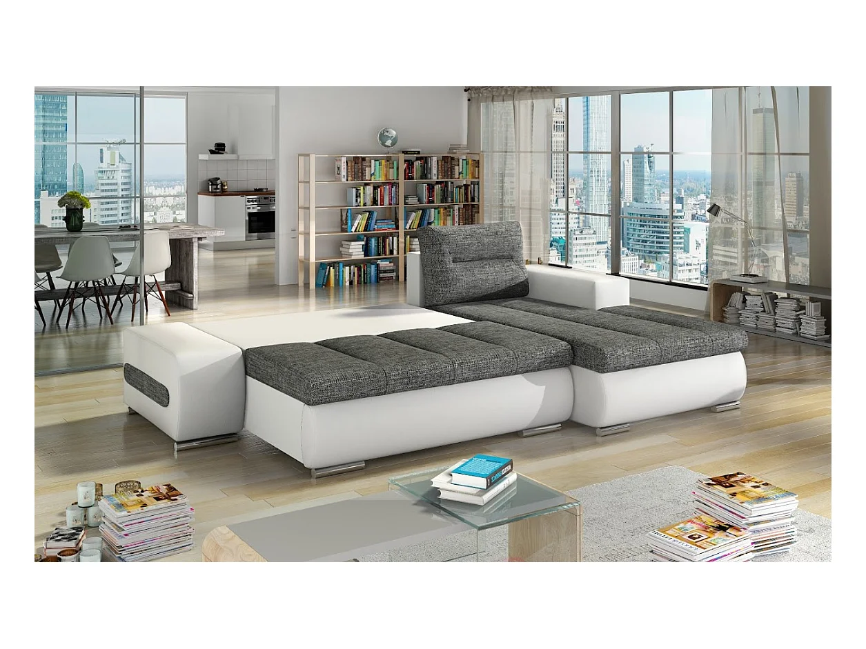 Ecksofa Legero R/Stoffbezug/Weiss&Schwarz