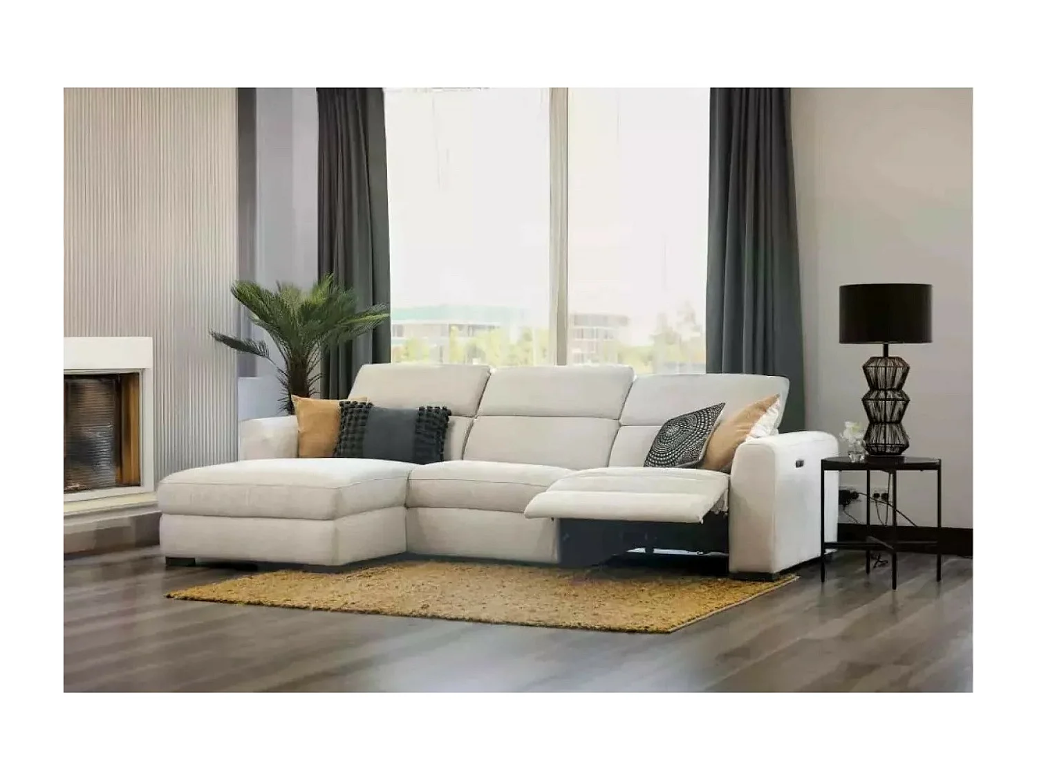 Canapé d'angle Marsala L/revêtement tissu/Beige