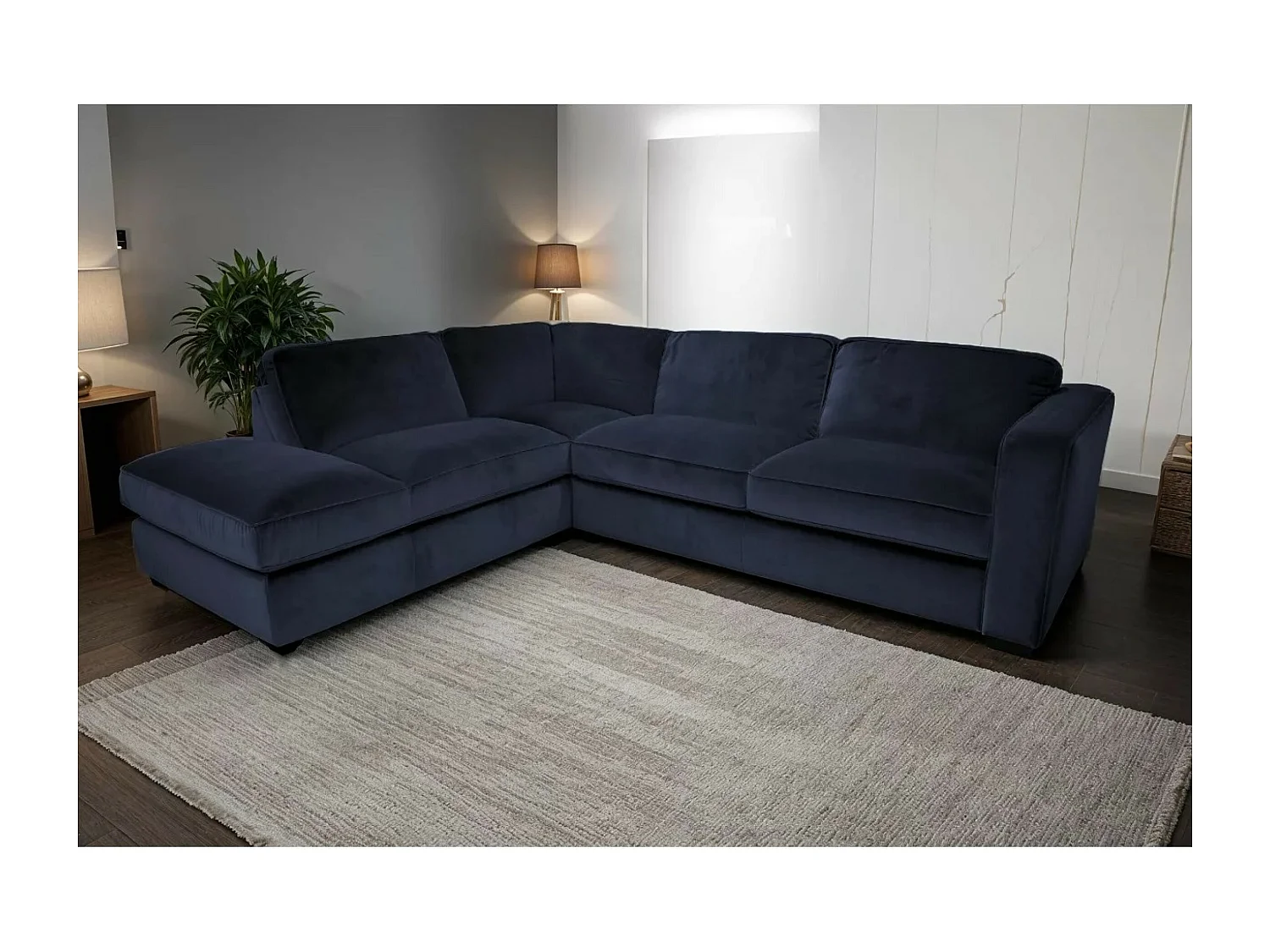 Ecksofa Catania Lux L/Stoffbezug/Blau