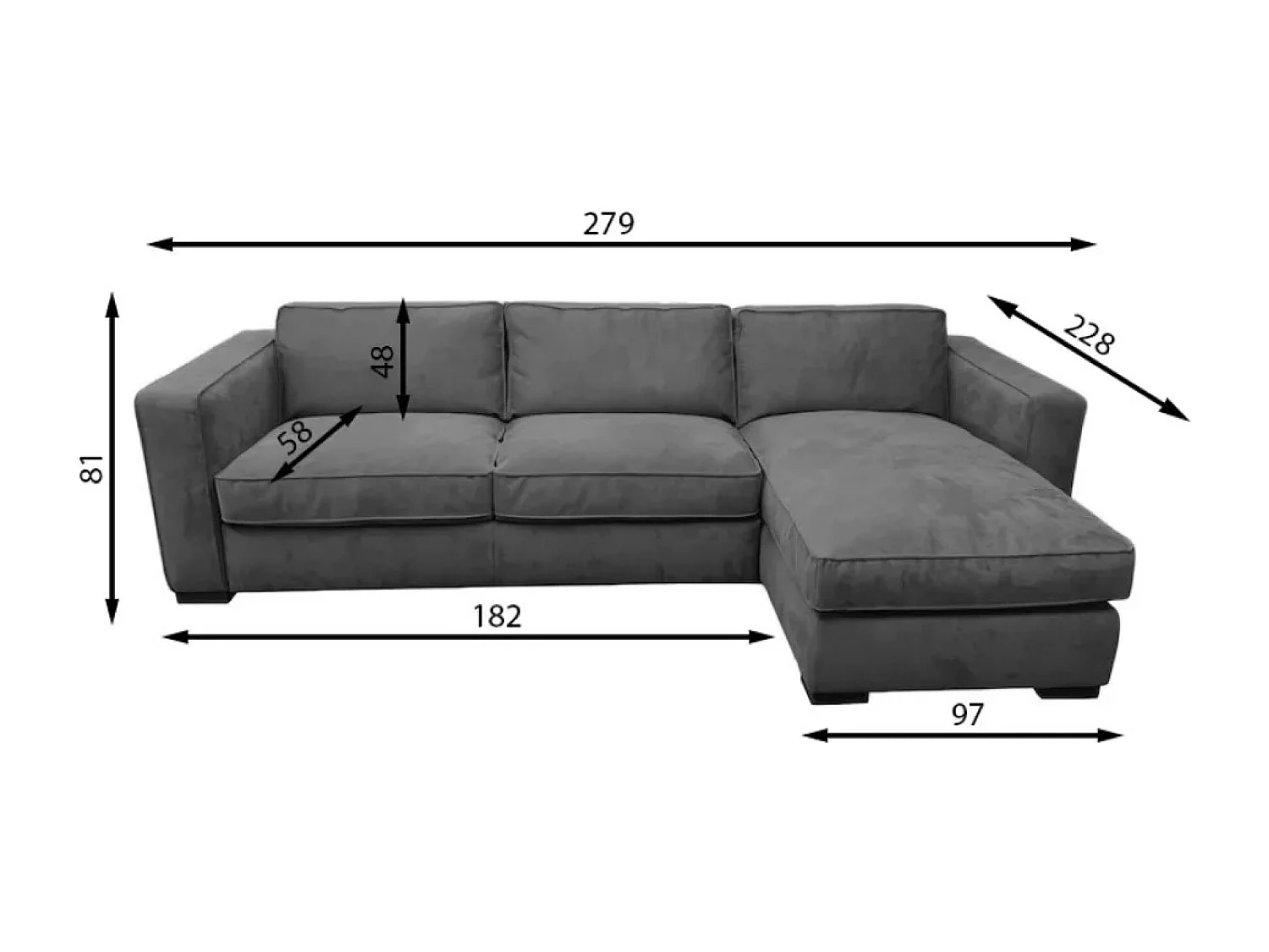 Ecksofa Catania Lux L/Stoffbezug/Blau