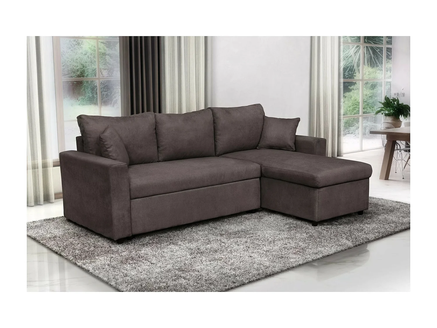 Divano d'angolo Golf R/rivestimento in tessut/Marrone