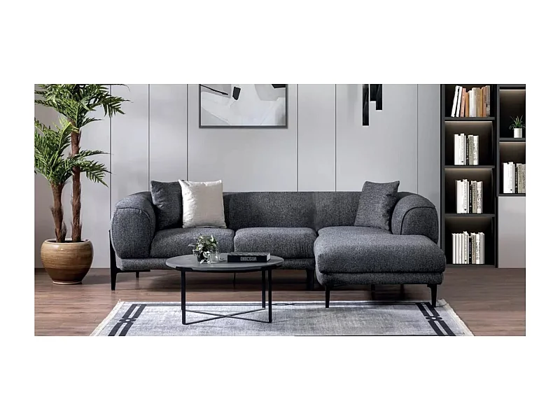 Divano d'angolo Orpha R/rivestimento in tessut/Grigio