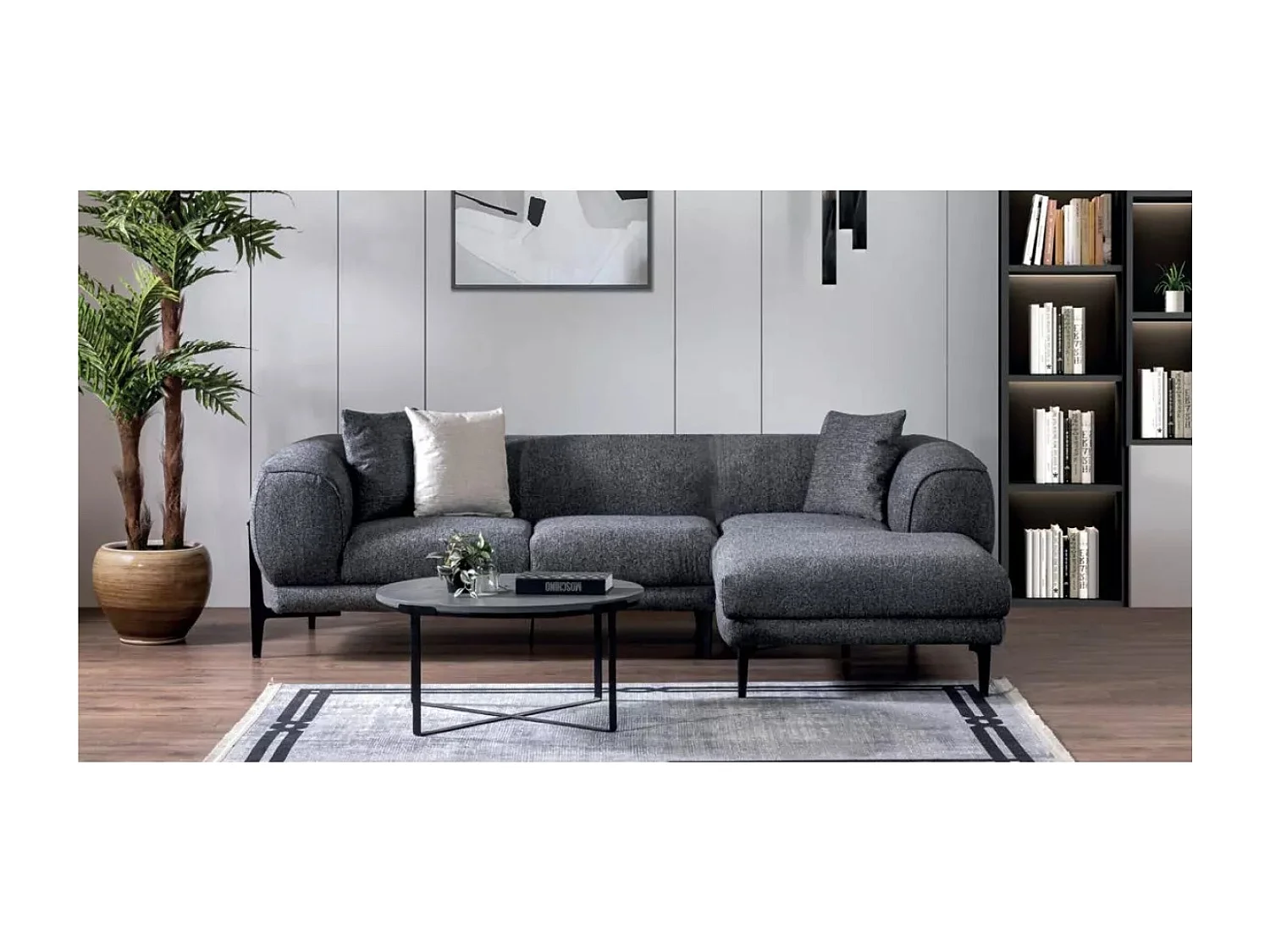 Ecksofa Orpha R /Stoffbezug/Grau