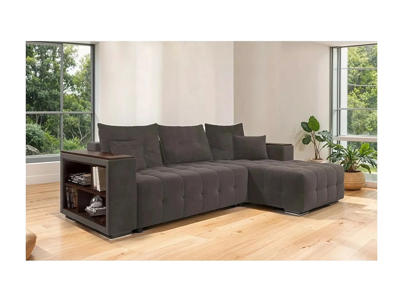 Ecksofa Leon R/Stoffbezug/Braun