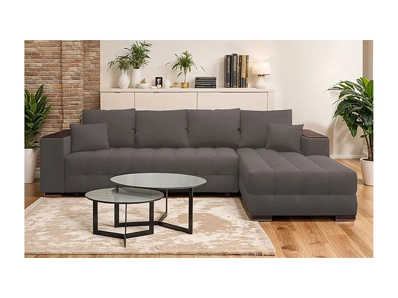 Ecksofa Leon R/Stoffbezug/Braun