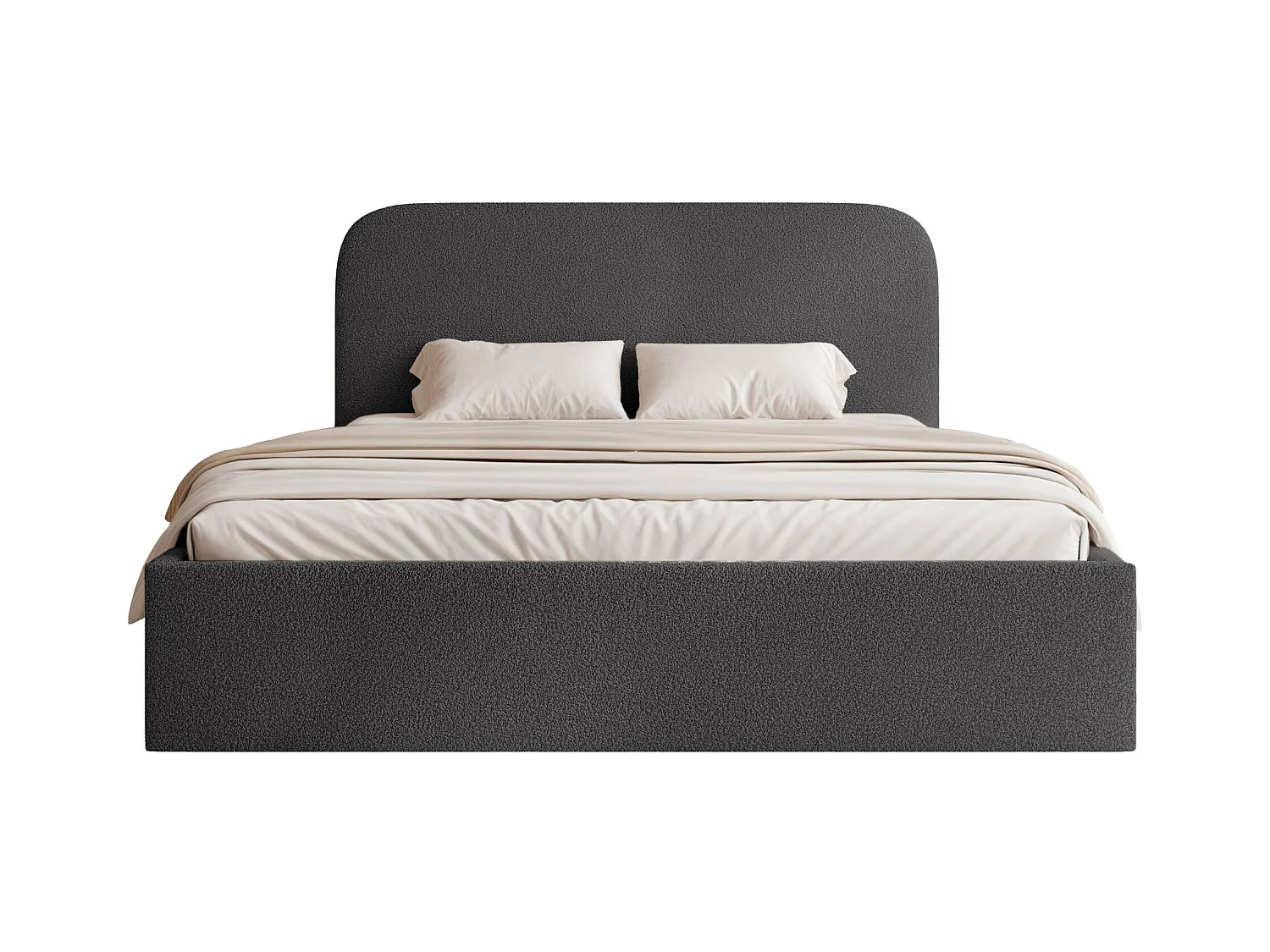 Lit coffre - 180x200 cm - en tissu bouclette graphite - SONVIVO