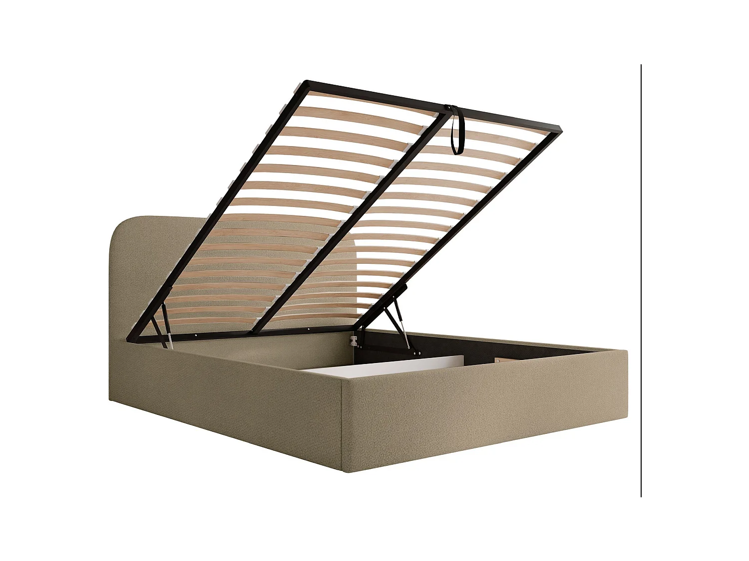 Lit coffre - 140x200 cm - en tissu chenille beige foncé - SONVIVO