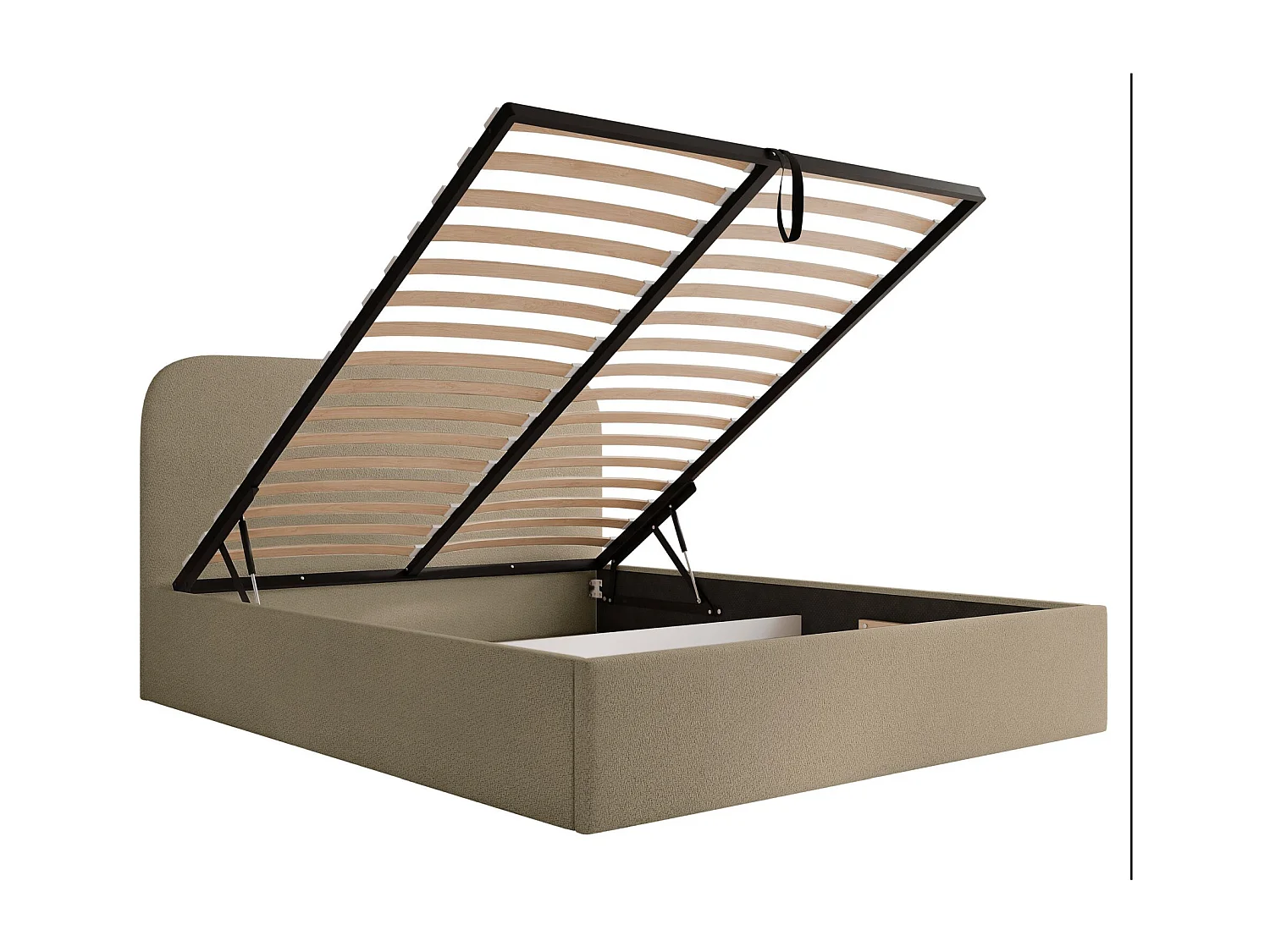 Polsterbett 140x200 mit Bettkasten - Chenille - dunkelbeige - SONVIVO