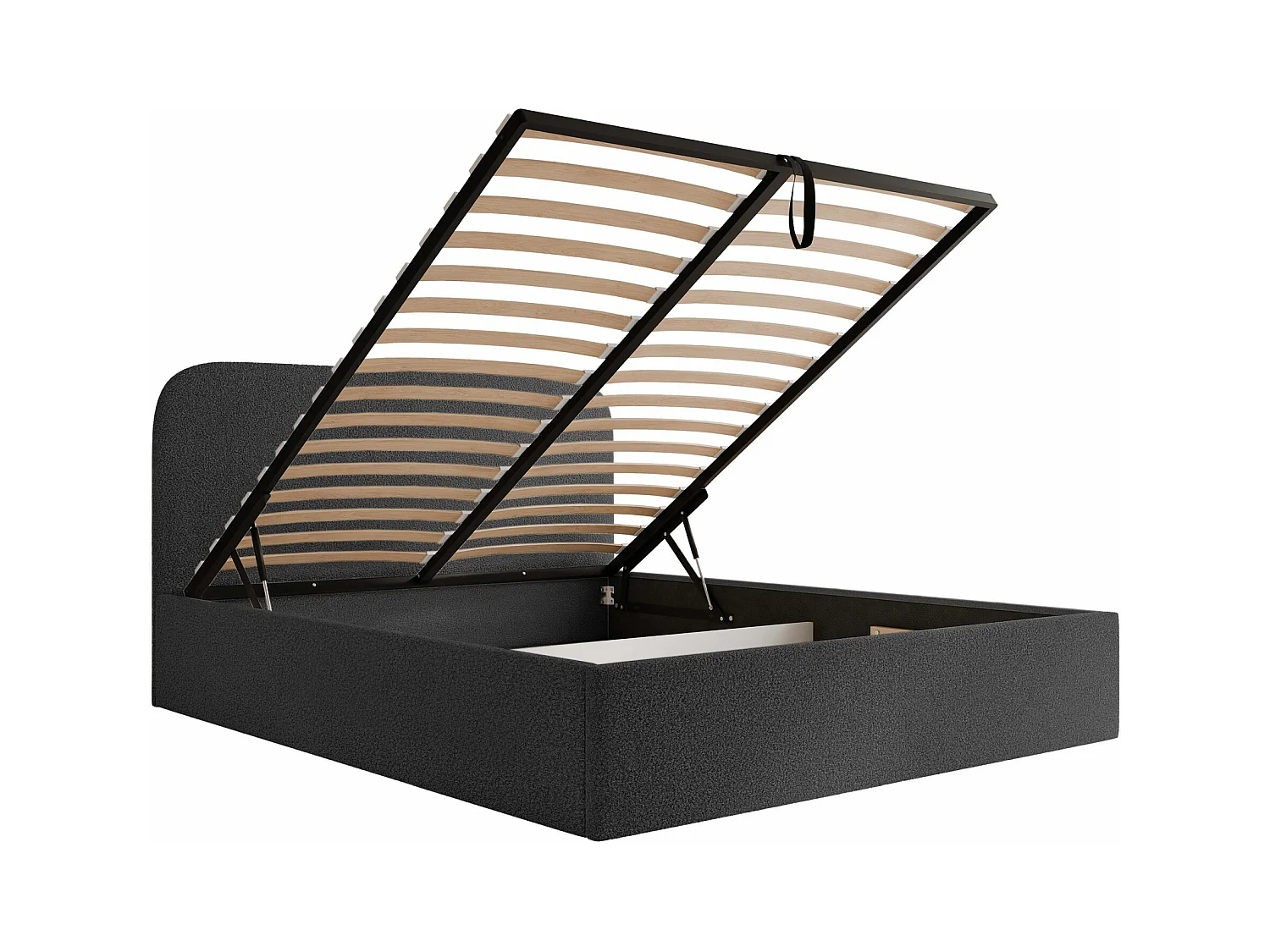 Lit coffre - 160x200 cm - en tissu bouclette graphite - SONVIVO