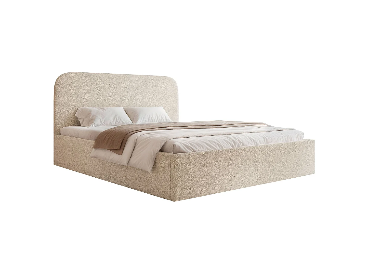 Opbergbed - 140x200 cm - in lichtbeige badstof - SONVIVO