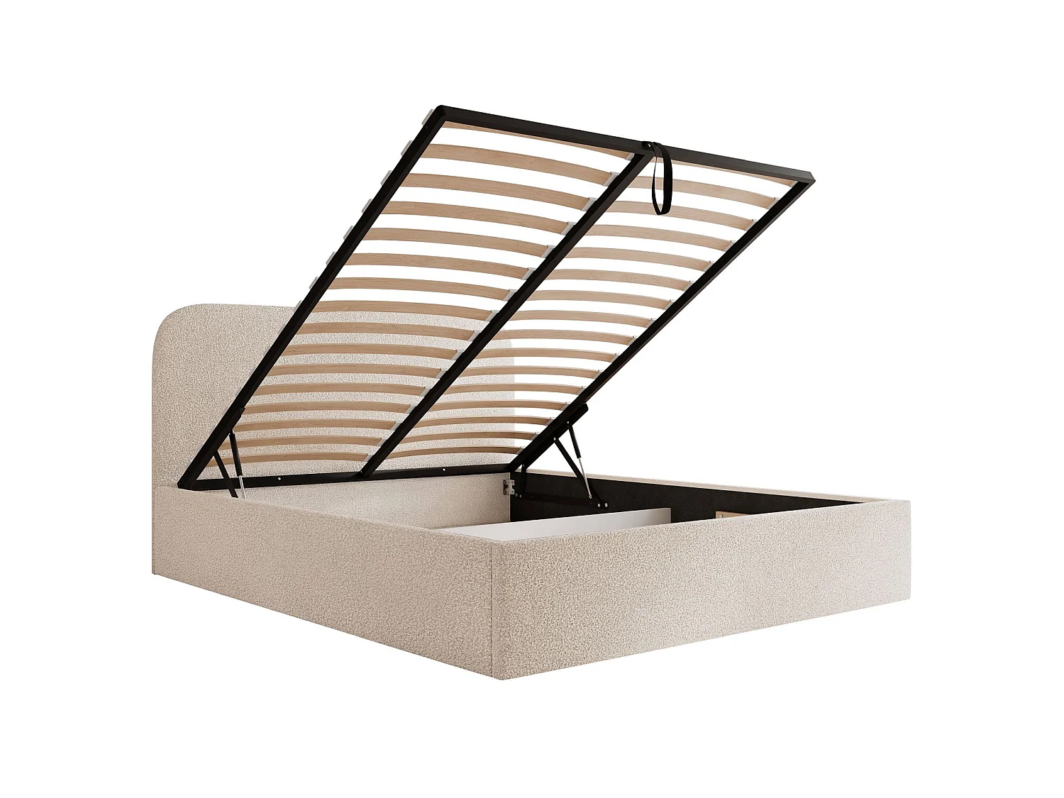 Opbergbed - 140x200 cm - in crèmekleurige badstof - SONVIVO