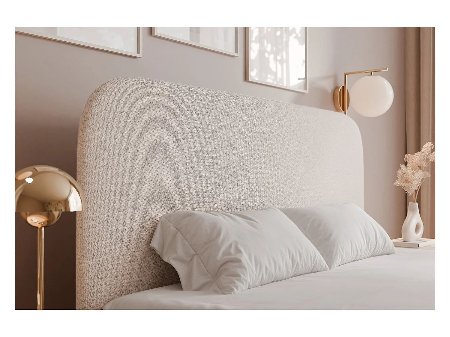 Lit coffre - 140x200 cm - en tissu chenille beige clair - SONVIVO