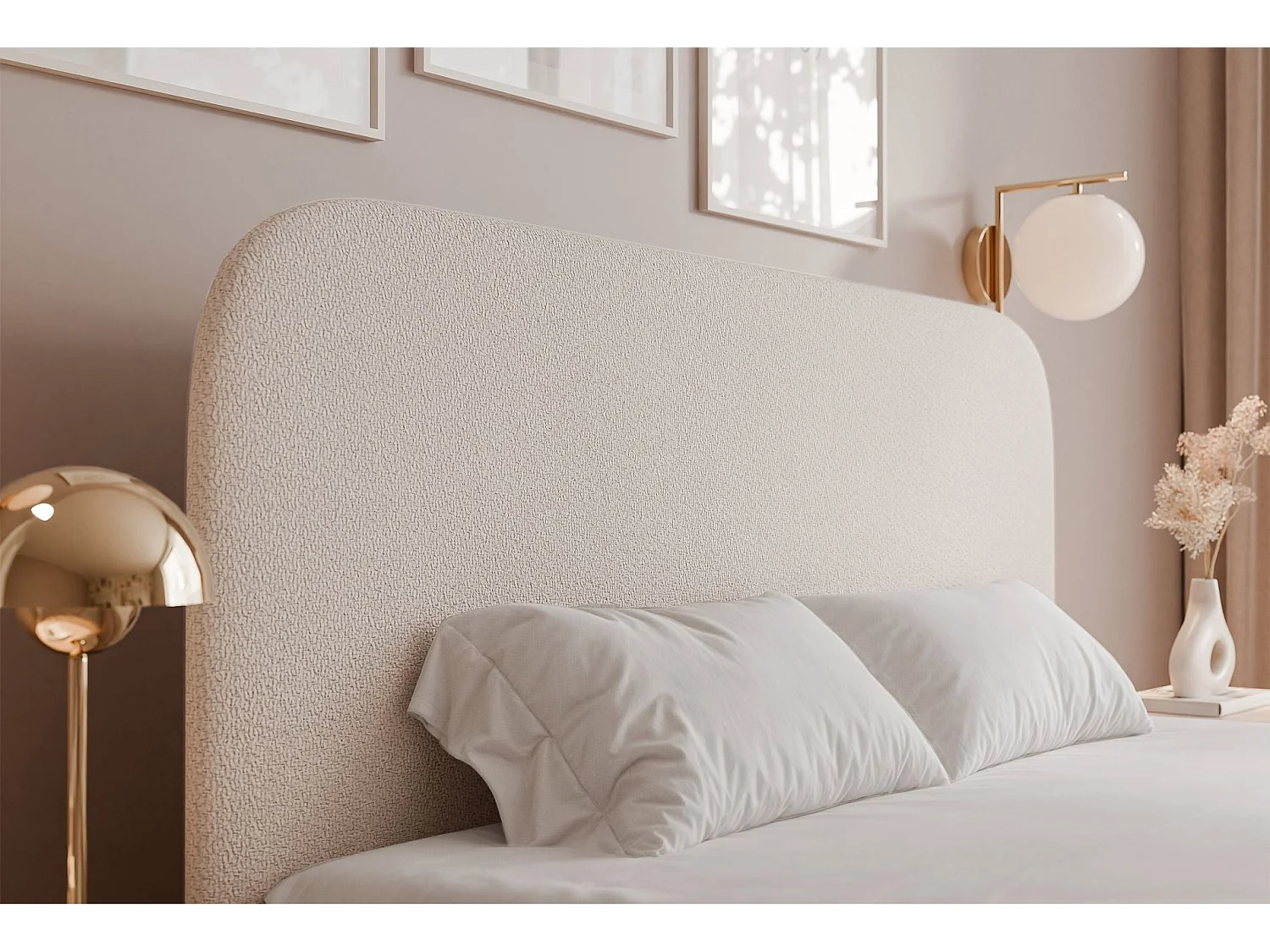 Lit coffre - 140x200 cm - en tissu chenille beige clair - SONVIVO