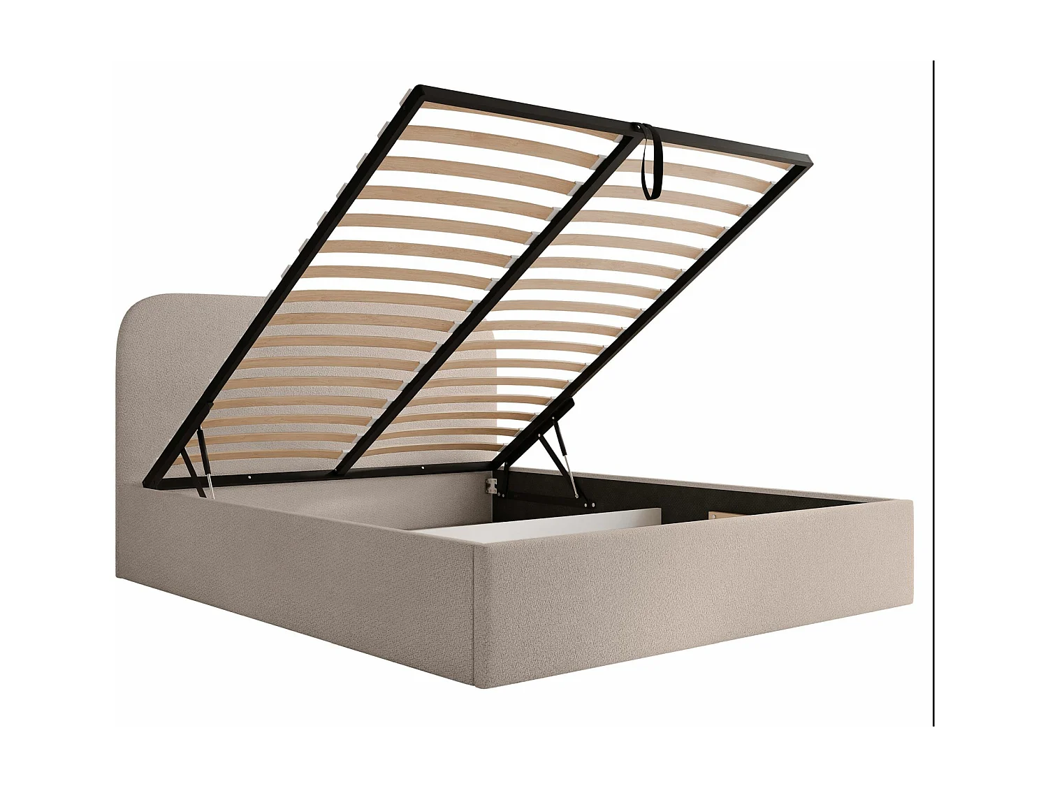 Lit coffre - 180x200 cm - en tissu chenille beige - SONVIVO