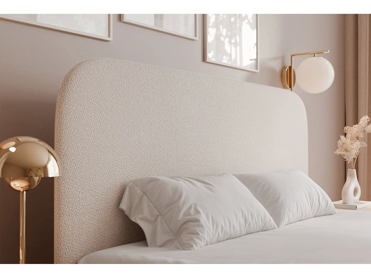 Lit coffre - 180x200 cm - en tissu chenille beige clair - SONVIVO