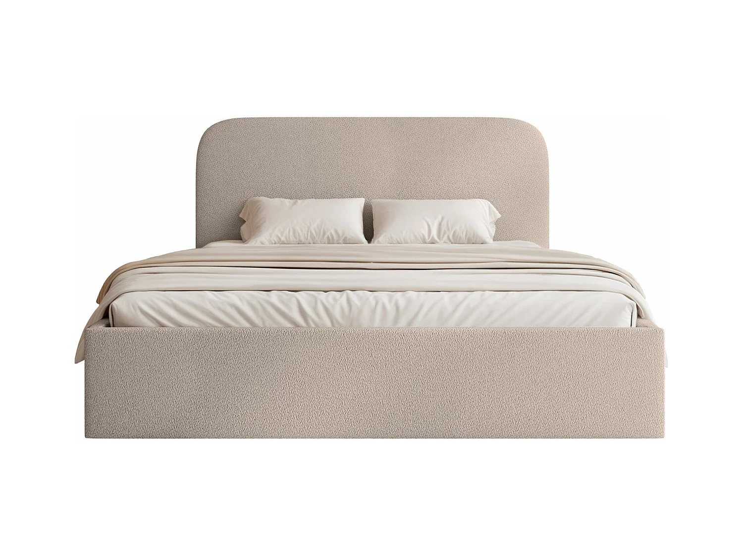 Lit coffre - 140x200 cm - en tissu chenille beige - SONVIVO