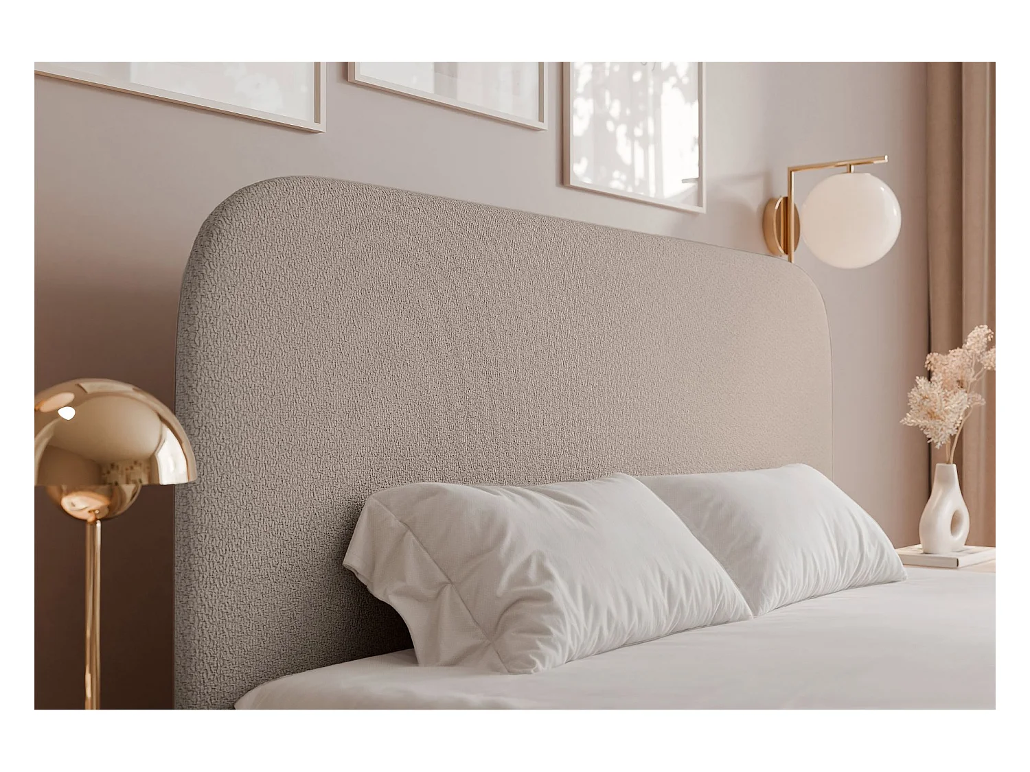 Lit coffre - 140x200 cm - en tissu chenille beige - SONVIVO