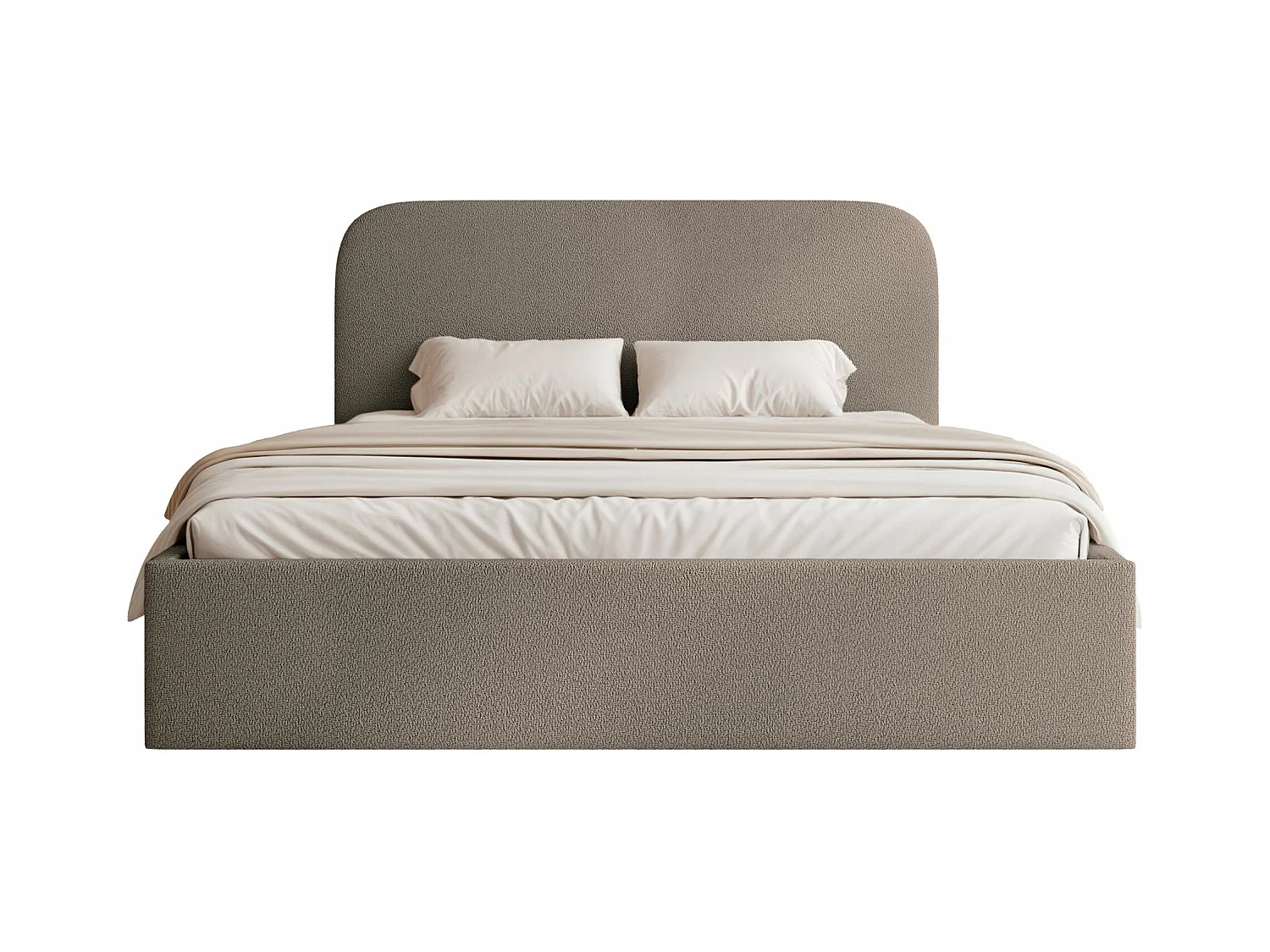 Lit coffre - 180x200 cm - en tissu chenille brun clair - SONVIVO