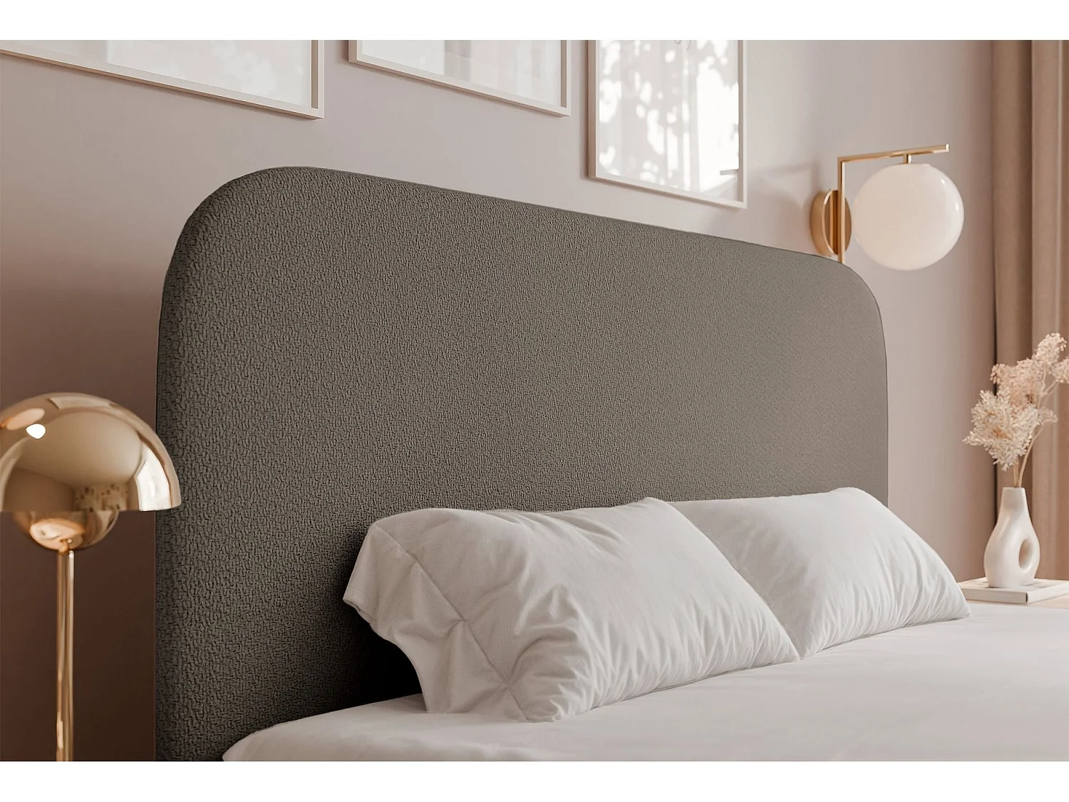 Lit coffre - 180x200 cm - en tissu chenille brun clair - SONVIVO