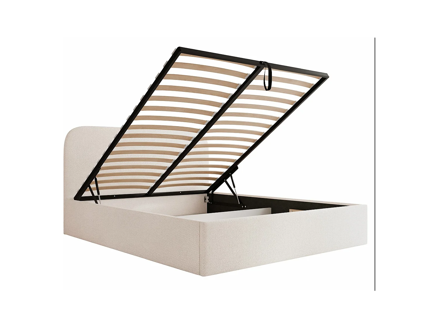 Opbergbed - 140x200 cm - in crèmekleurige chenillestof - SONVIVO