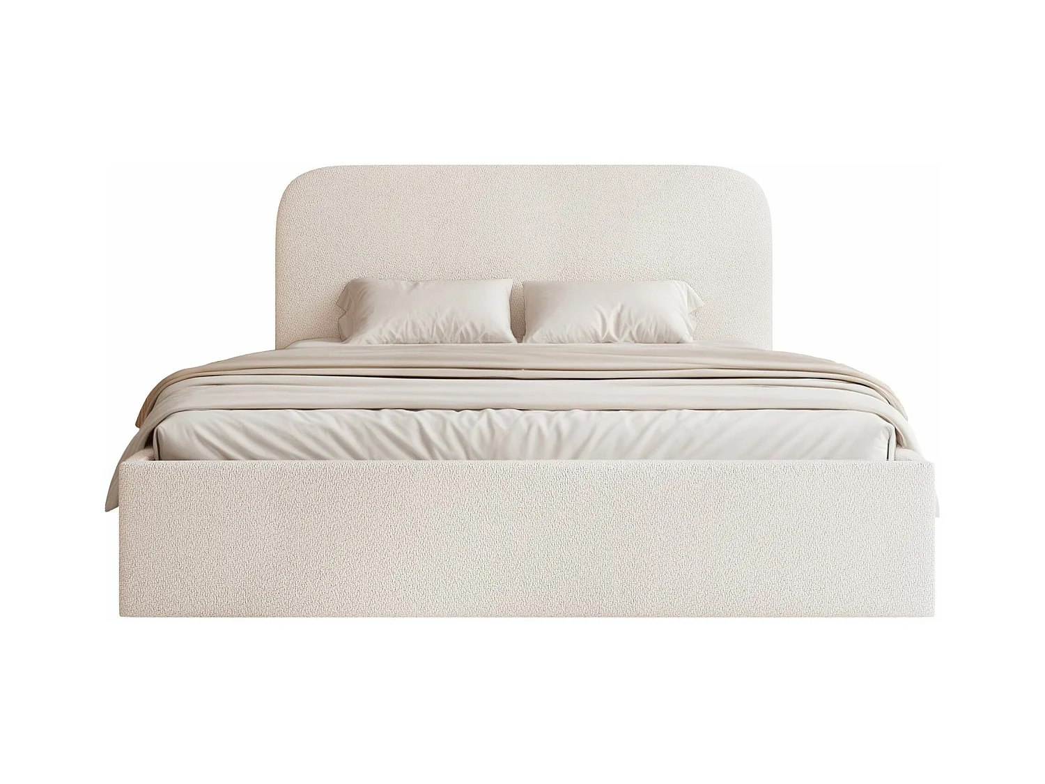 Opbergbed - 140x200 cm - in crèmekleurige chenillestof - SONVIVO