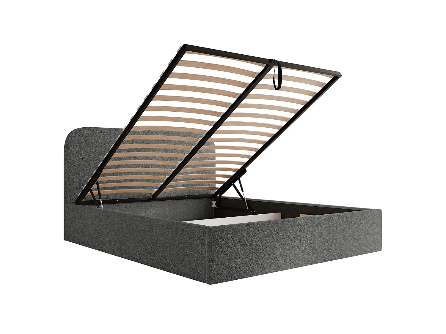 Opbergbed - 140x200 cm - in donkergrijze badstof - SONVIVO
