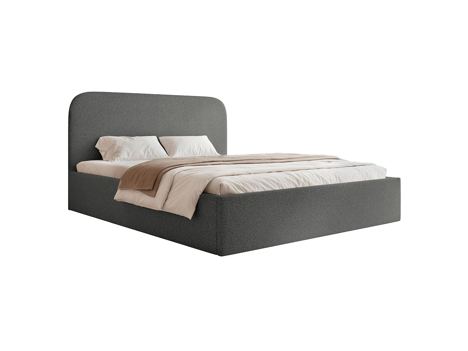 Opbergbed - 140x200 cm - in donkergrijze badstof - SONVIVO