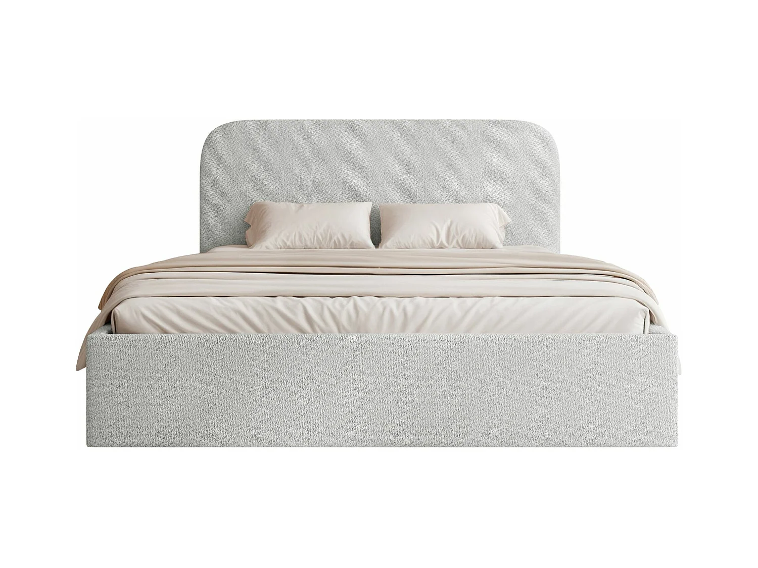 Lit coffre - 140x200 cm - en tissu chenille gris clair - SONVIVO