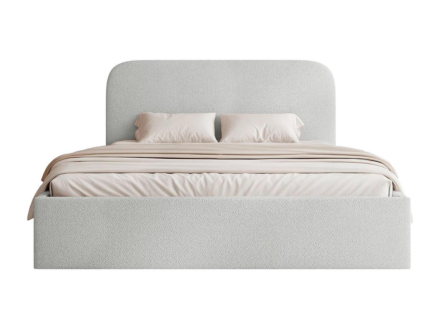 Lit coffre - 140x200 cm - en tissu chenille gris clair - SONVIVO