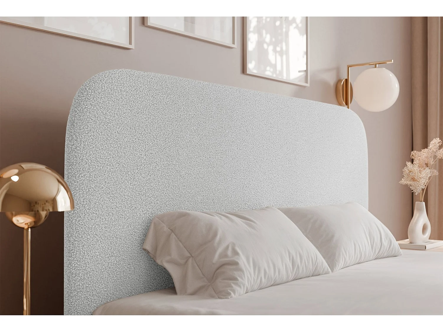 Lit coffre - 160x200 cm - en tissu bouclette blanc - SONVIVO