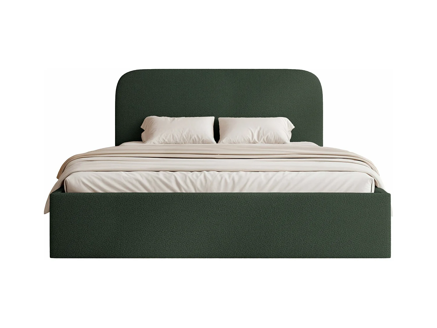 Lit coffre - 140x200 cm - en tissu chenille vert foncé - SONVIVO
