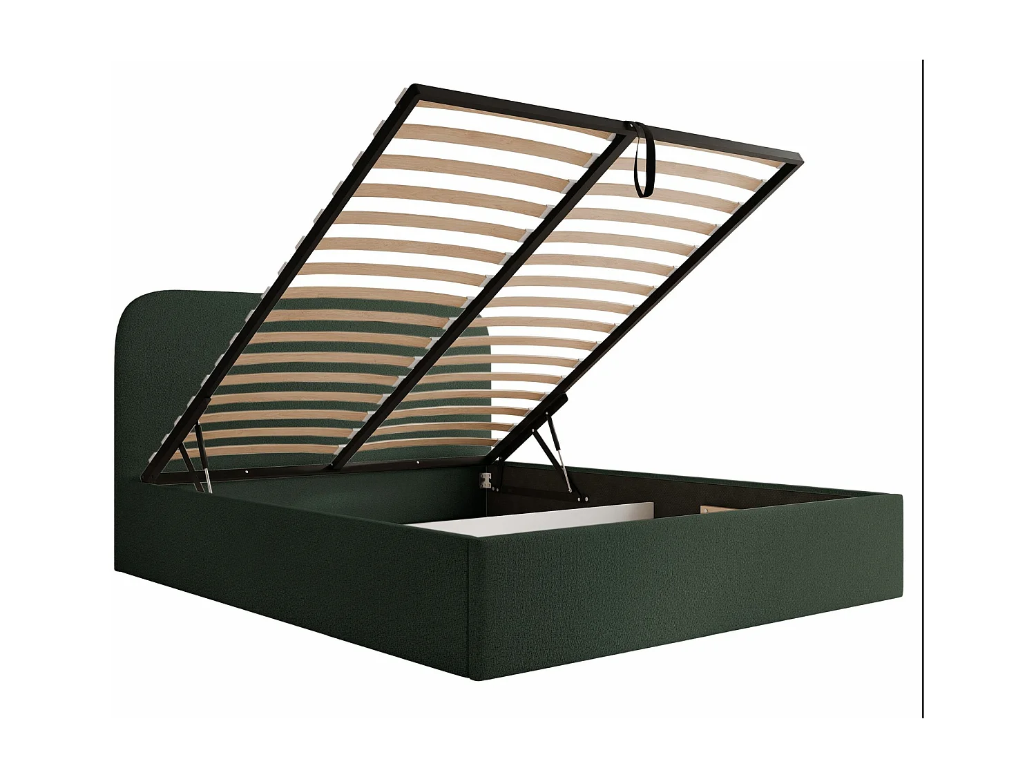 Lit coffre - 140x200 cm - en tissu chenille vert foncé - SONVIVO