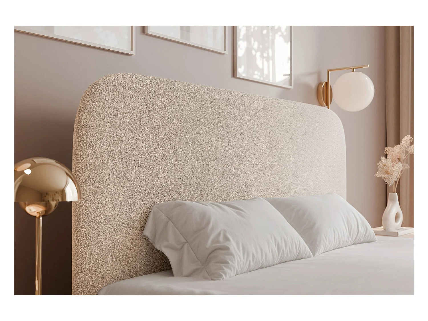 Polsterbett 160x200 mit Bettkasten - Bouclé - creme - SONVIVO
