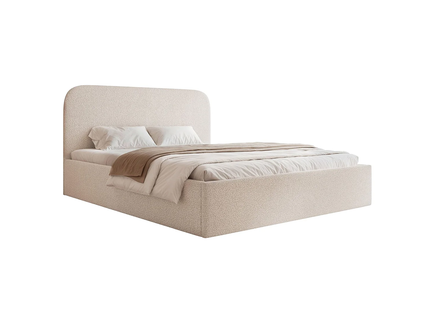 Opbergbed - 160x200 cm - in crèmekleurige badstof - SONVIVO