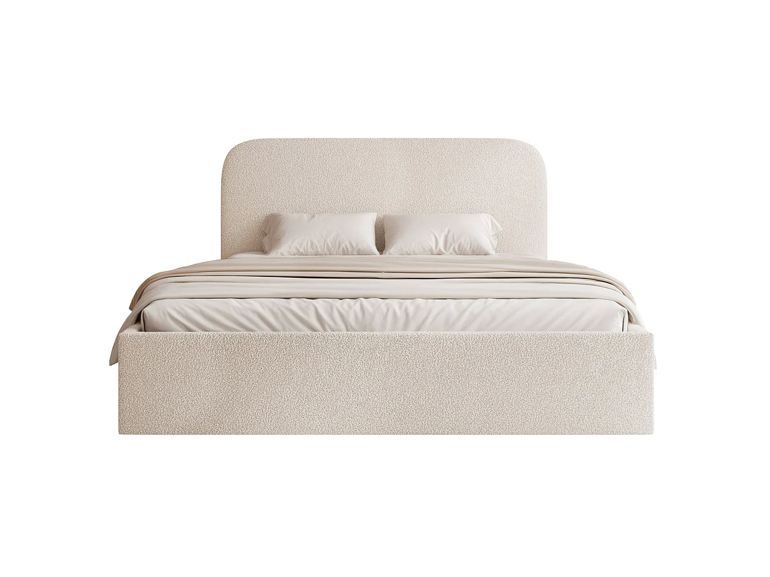 Opbergbed - 160x200 cm - in crèmekleurige badstof - SONVIVO