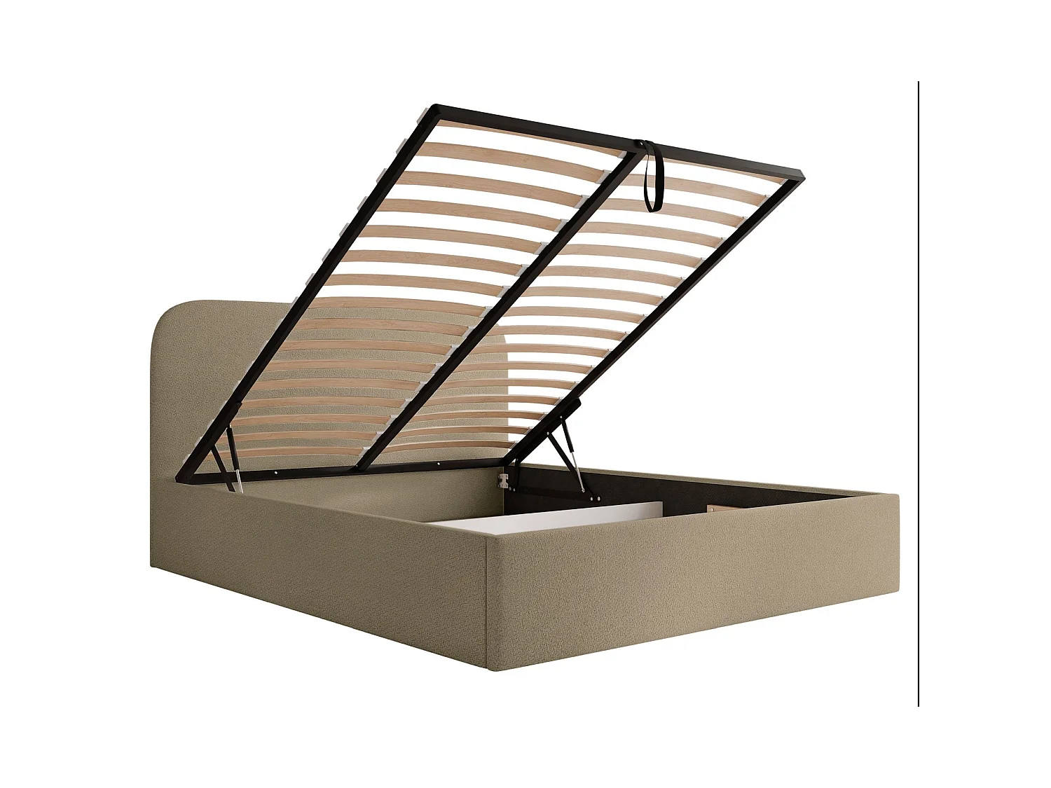 Lit coffre - 160x200 cm - en tissu chenille beige foncé - SONVIVO