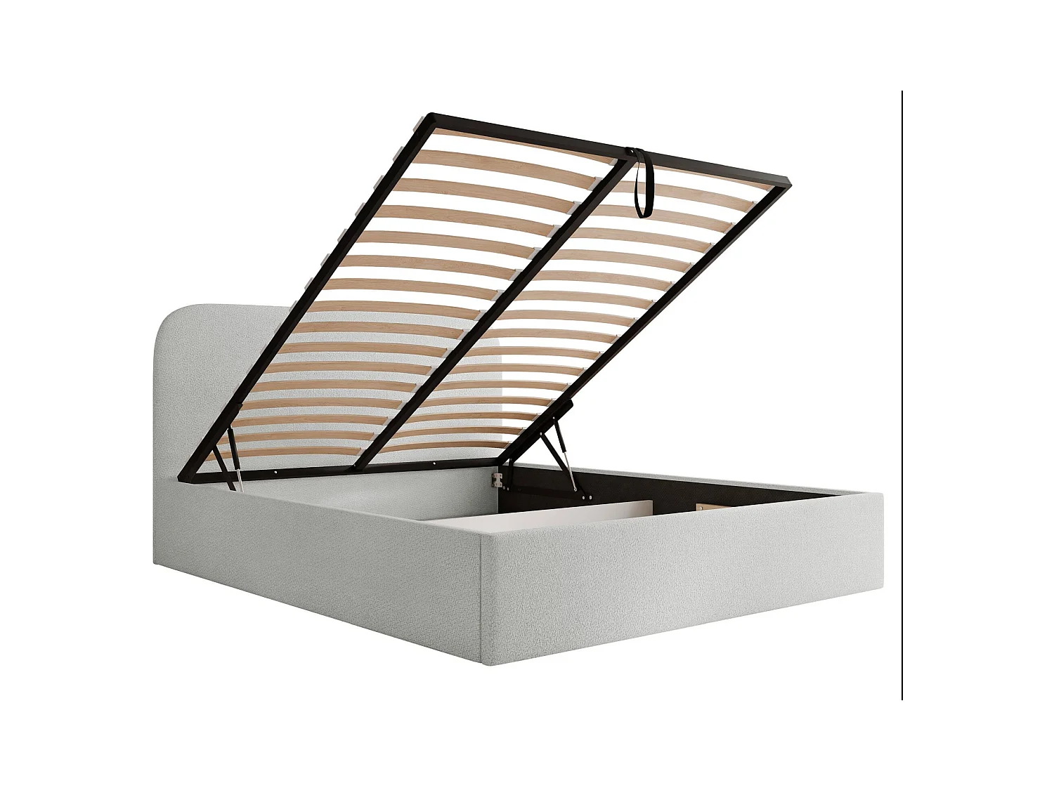 Opbergbed - 180x200 cm - in lichtgrijze chenillestof - SONVIVO