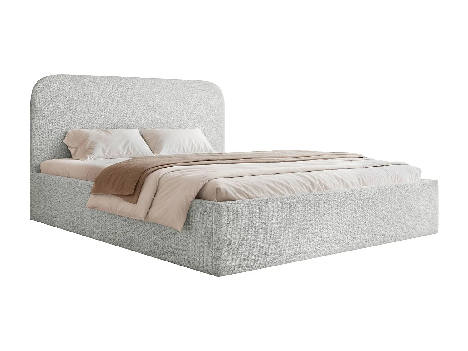 Lit coffre - 180x200 cm - en tissu chenille gris clair - SONVIVO