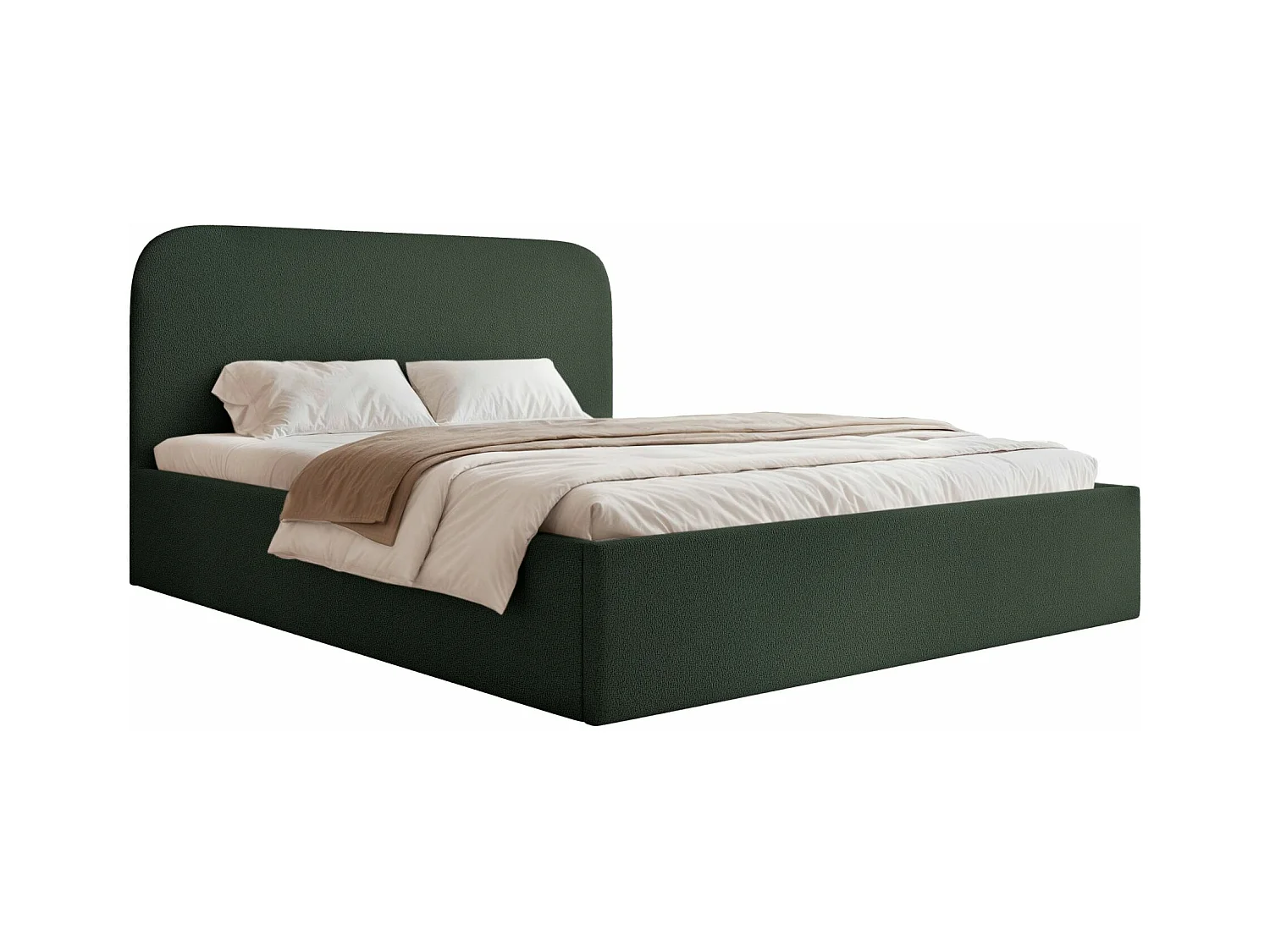 Opbergbed - 160x200 cm - in donkergroene chenillestof - SONVIVO