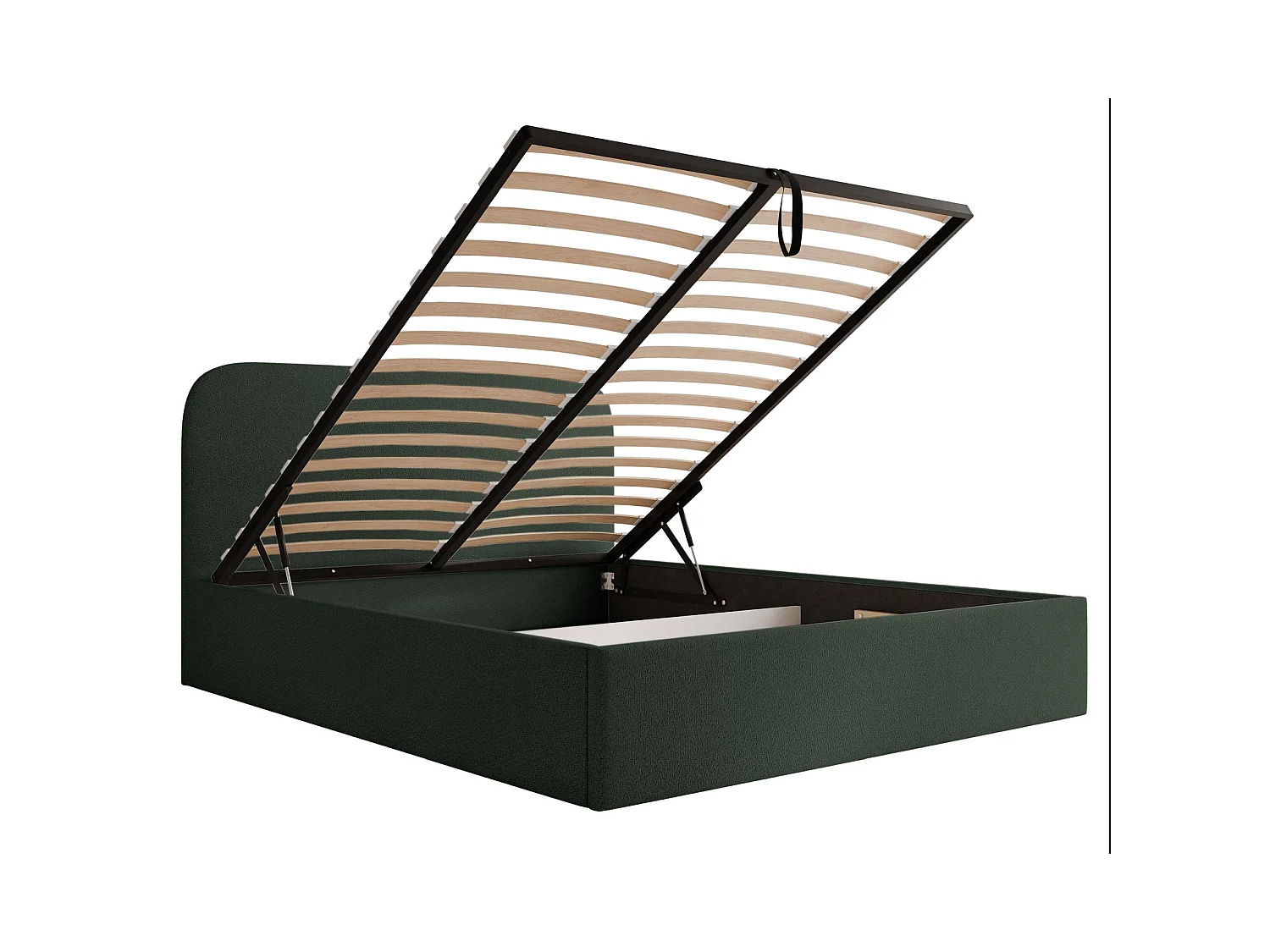 Lit coffre - 160x200 cm - en tissu chenille vert foncé - SONVIVO