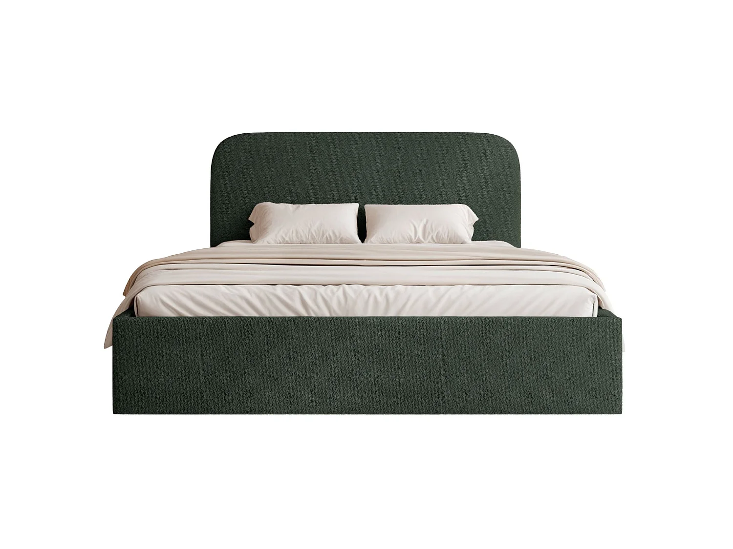 Lit coffre - 160x200 cm - en tissu chenille vert foncé - SONVIVO