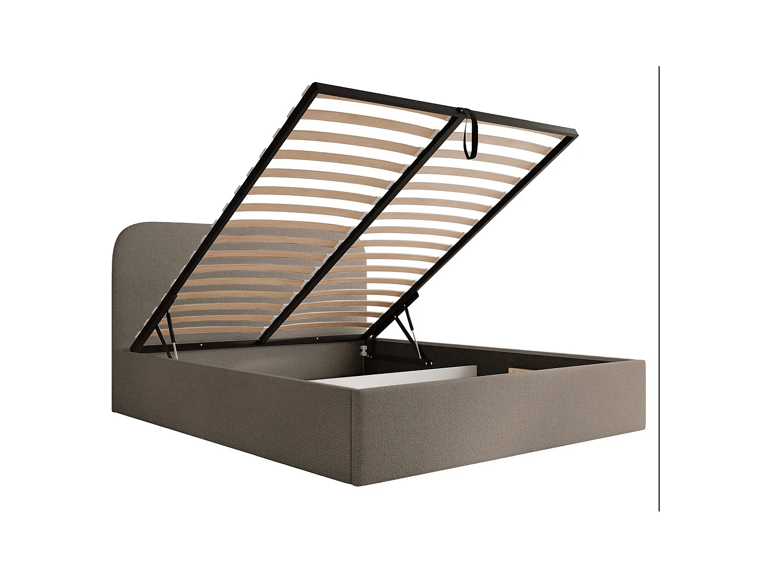 Lit coffre - 140x200 cm - en tissu chenille brun clair - SONVIVO