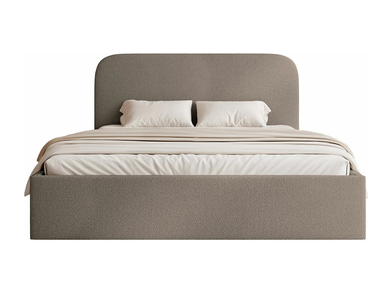 Lit coffre - 140x200 cm - en tissu chenille brun clair - SONVIVO