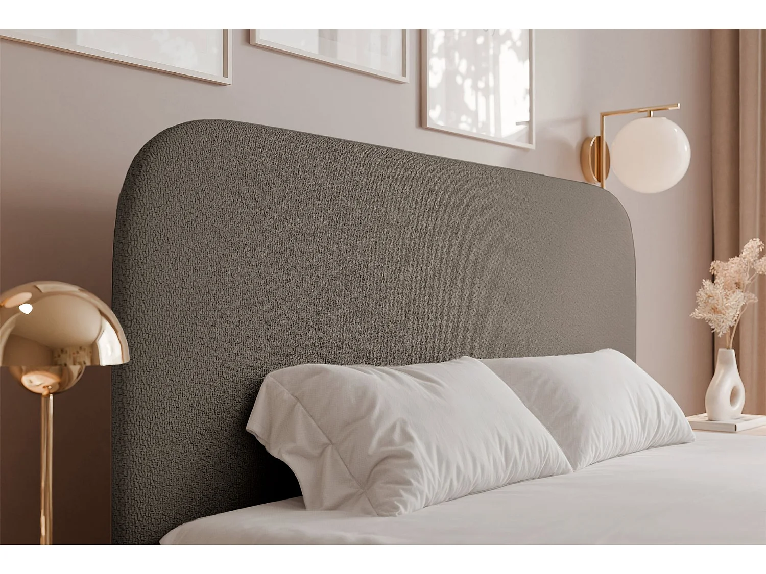 Lit coffre - 140x200 cm - en tissu chenille brun clair - SONVIVO