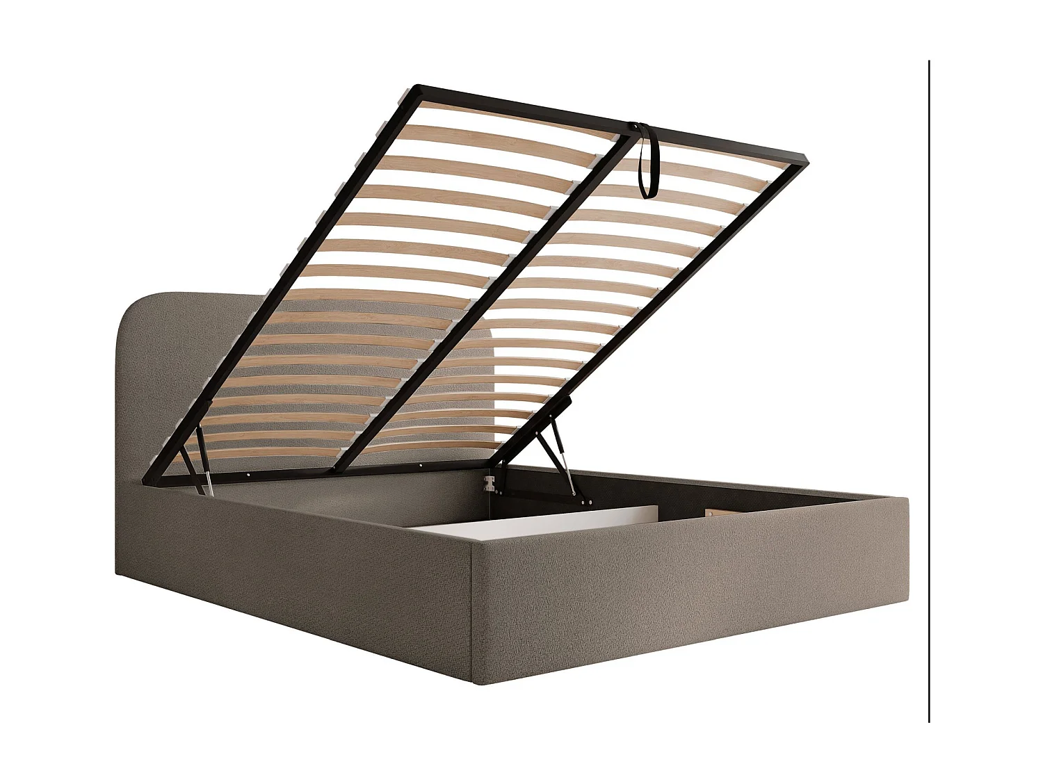 Lit coffre - 140x200 cm - en tissu chenille brun clair - SONVIVO