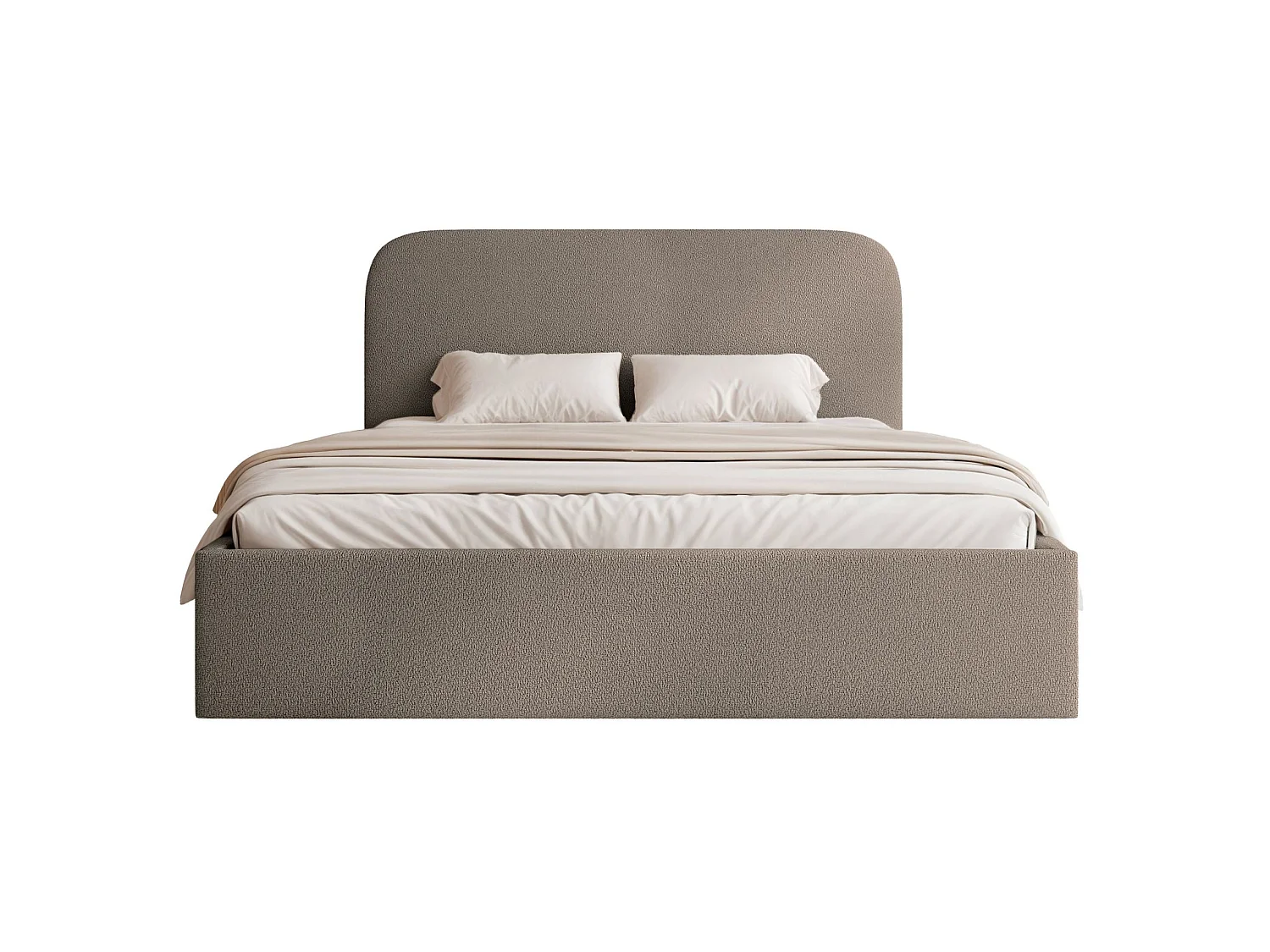 Lit coffre - 140x200 cm - en tissu chenille brun clair - SONVIVO