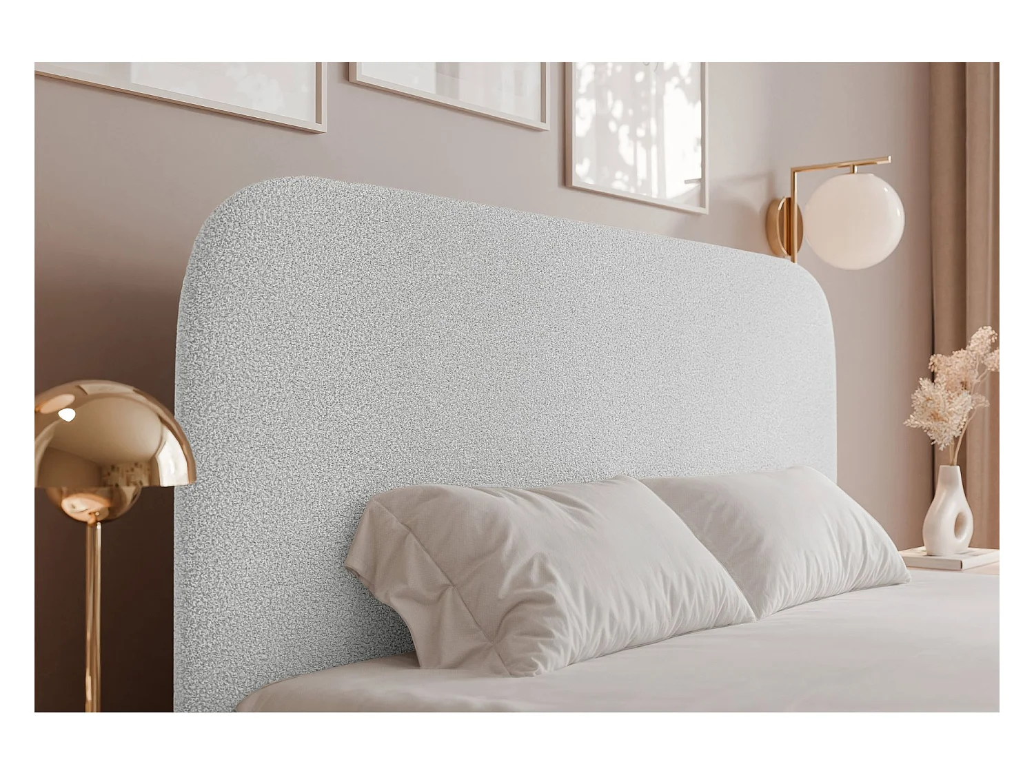 Lit coffre - 140x200 cm - en tissu bouclette blanc - SONVIVO