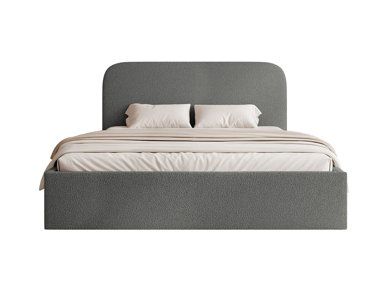 Polsterbett 180x200 mit Bettkasten - Bouclé - dunkelgrau - SONVIVO